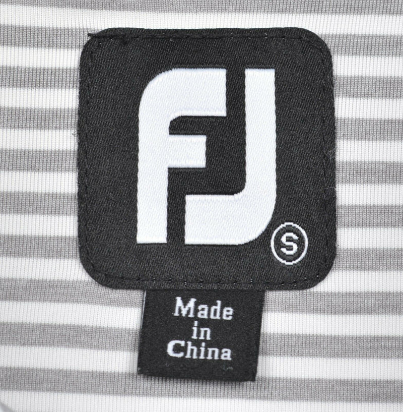 FootJoy Men's Sz Small Gray White Striped FJ Performance Golf Polo Shirt