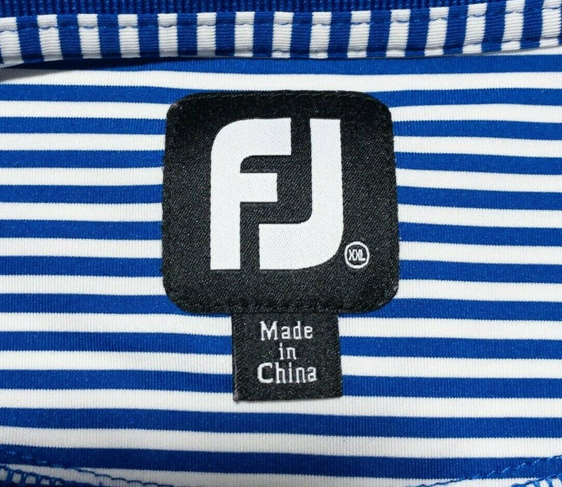 FootJoy Golf Shirt 2XL Men Polo Wicking Stretch Blue White Striped ProDry Lisle