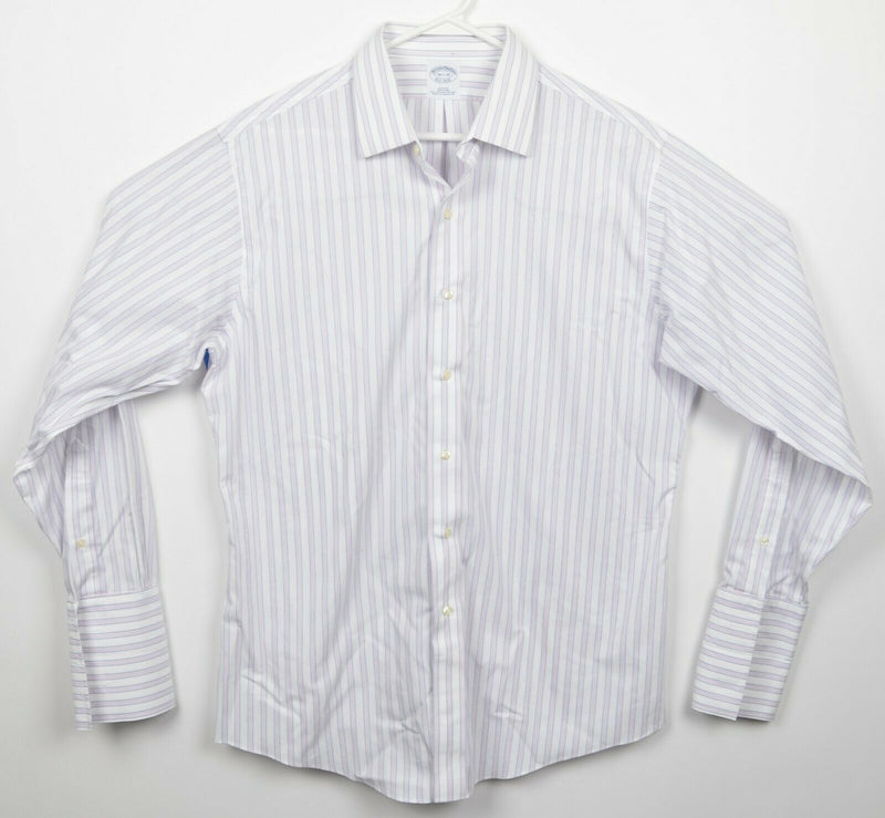 Brooks Brothers Men's 16.5/35 Slim Fit French Cuff Non-Iron Striped Dress Shirt