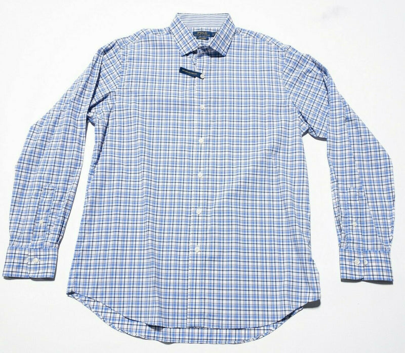 Polo Ralph Lauren Performance Wicking Stretch Shirt Nylon Blue Plaid Men's Large