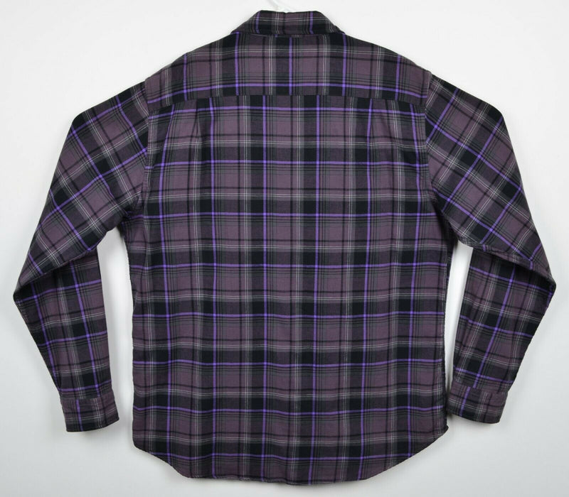 Carbon 2 Cobalt Men's Large Purple Plaid Button-Front Long Sleeve Flannel Shirt