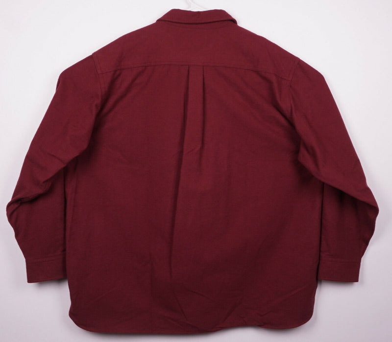 L.L. Bean Men's 2XL Regular Fit Chamois Burgundy Red Button-Front Flannel Shirt