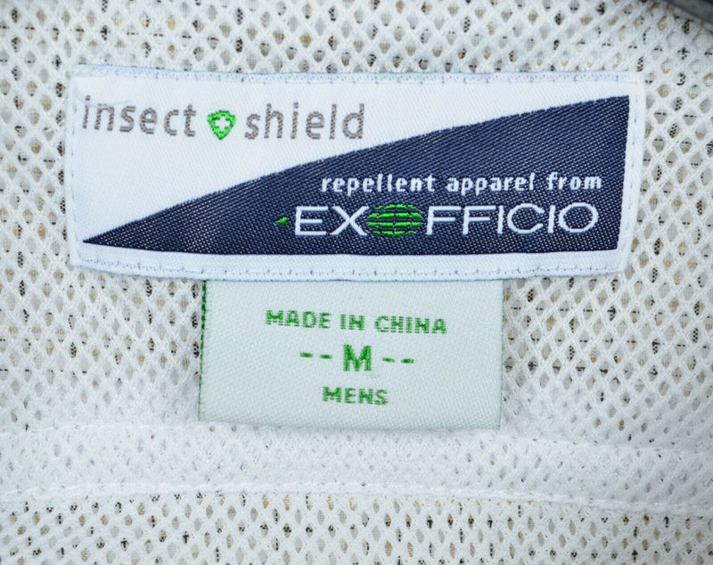 ExOfficio Insect Shield Men's Medium Snap-Front Travel Hiking White Plaid Shirt