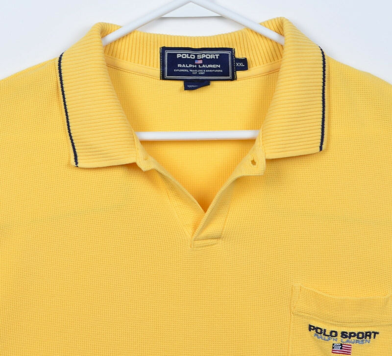 Polo Sport Ralph Lauren Men's 2XL USA Flag Logo Pocket Yellow Polo Shirt