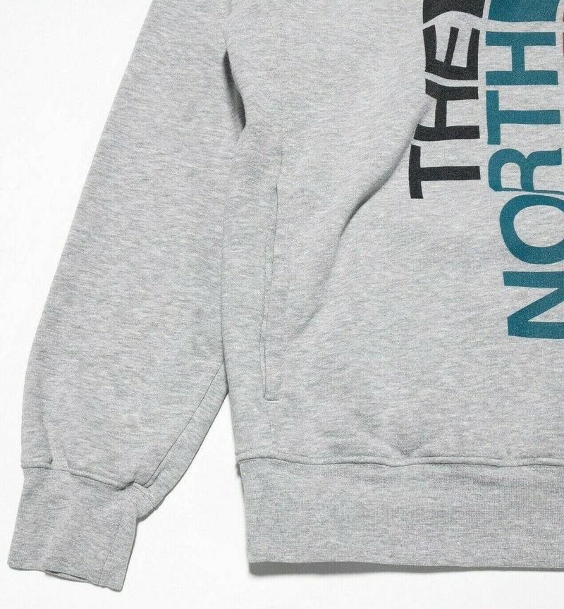 The North Face Logo Hoodie Heather Gray Pullover Sweatshirt Men's Medium