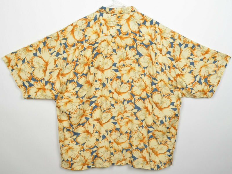 Tommy Bahama Men's 2XL 100% Rayon Golden Yellow Floral Hawaiian Camp Shirt