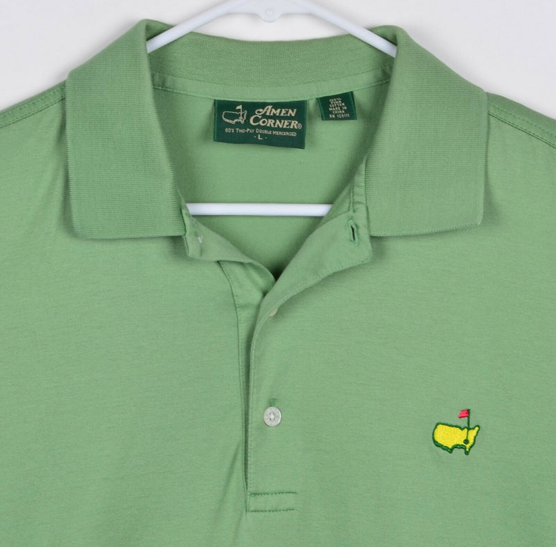 Amen Corner Men's Sz Large Masters Golf Solid Green Pima Cotton Polo Shirt