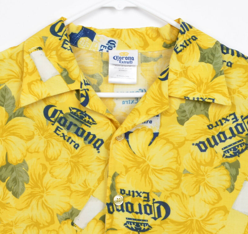 Corona Extra Beer Men's Sz Large 100% Rayon Floral Modelo Promo Hawaiian Shirt