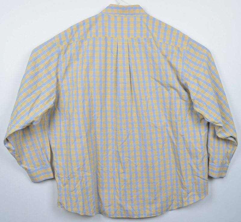 Brooks Brothers Men's 2XL Regular Fit Non-Iron Yellow Blue Button-Down Shirt