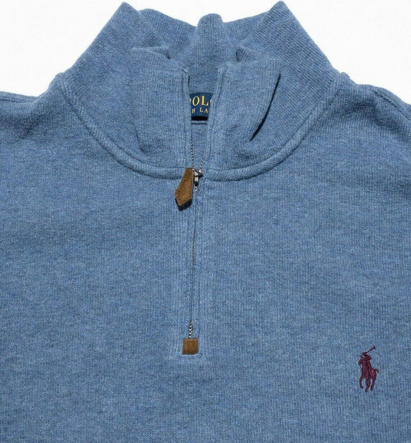 Polo Ralph Lauren Sweatshirt Men's XL Solid Blue Pony 1/4 Zip Pullover Sweater