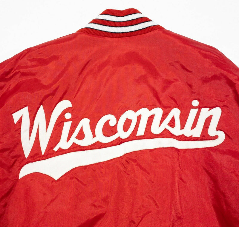 Wisconsin Badgers Vintage 80s Delong Snap Varsity Jacket Satin Red Men's Large