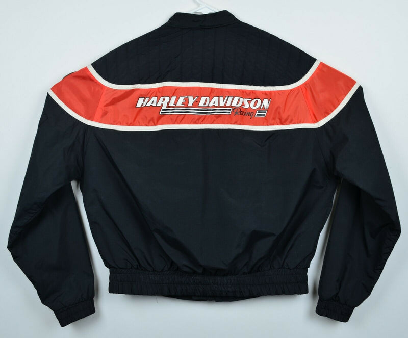 Vintage Harley-Davidson Men's Large Motorcycle Racing Black Orange Stripe Jacket