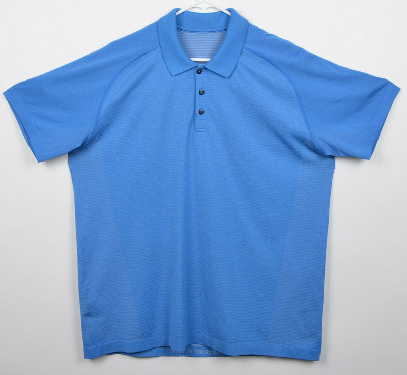 Lululemon Men's Sz 2XL Heather Blue Short Sleeve Athleisure Polo Shirt