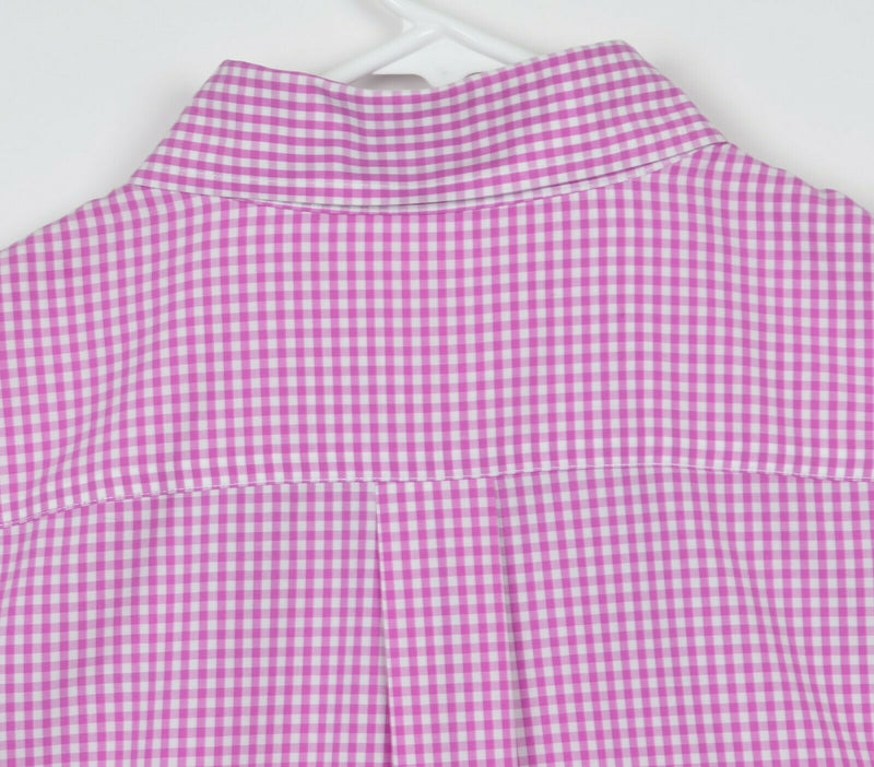 Brooks Brothers Men's Large Non-Iron Pink White Gingham Check Button-Down Shirt