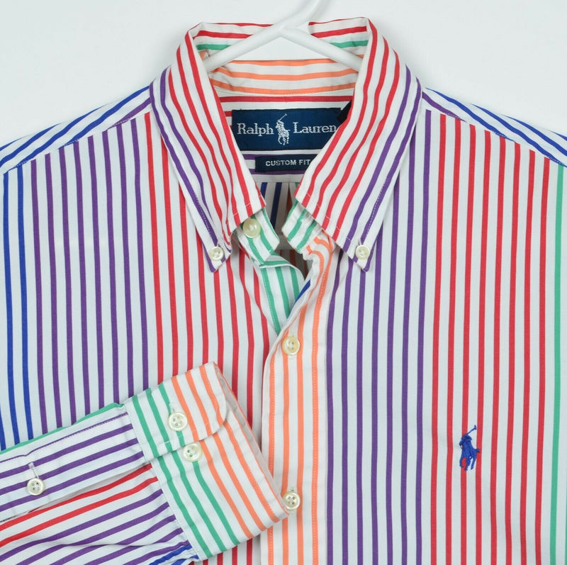 Polo Ralph Lauren Men's Small Colorblock Red Purple Striped Button-Down Shirt