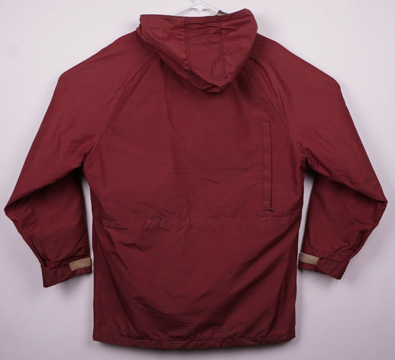 Vtg 80s Lands' End Men's Sz Large Wool Lined Red Pockets Hooded DAMAGED Jacket