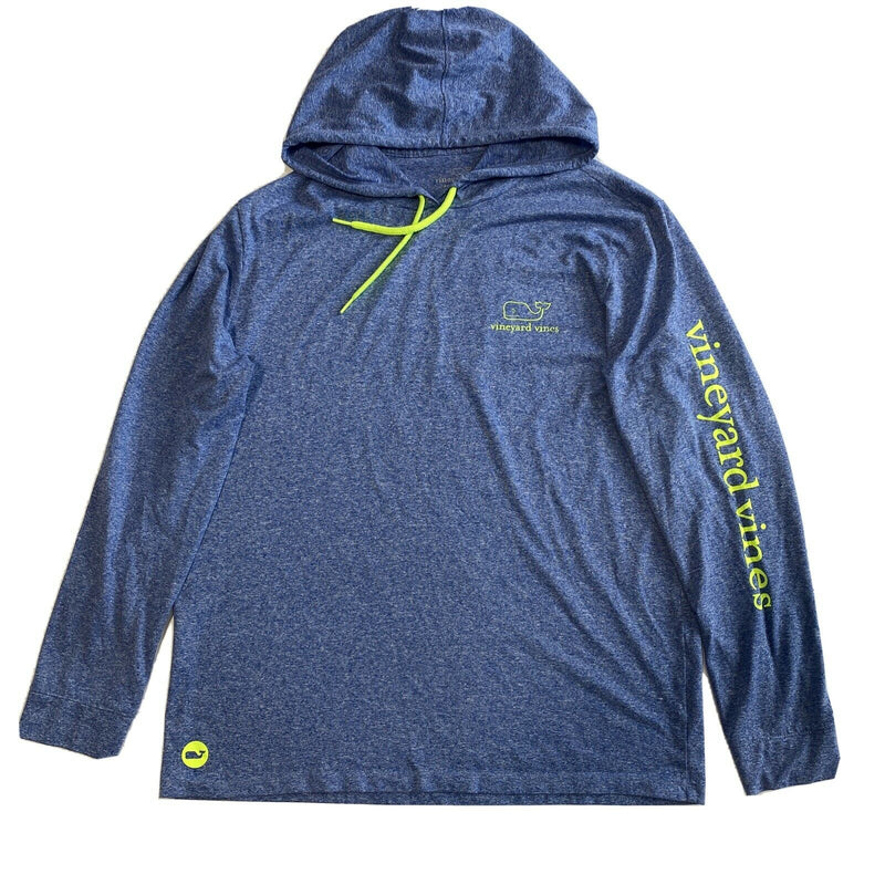 Vineyard Vines Performance Men's Medium Blue Neon Whale Lightweight Hoodie