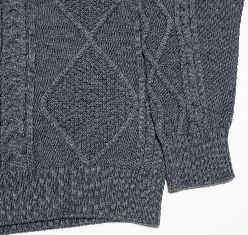 Allen Edmonds Sweater Men's Large Tailored Industry Gray Merino Wool Cable-Knit