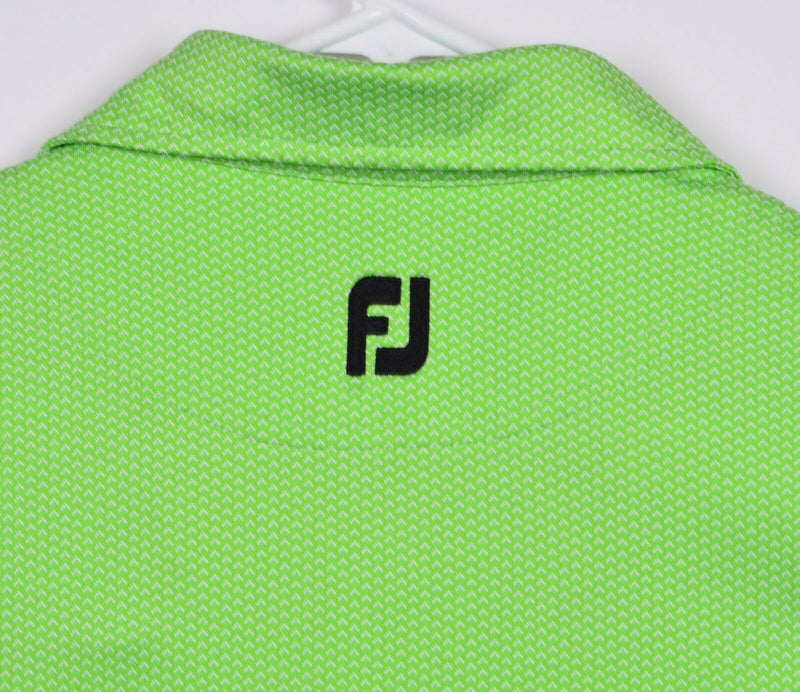 FootJoy Men's Sz Medium Lime Green Geometric FJ Performance Golf Polo Shirt