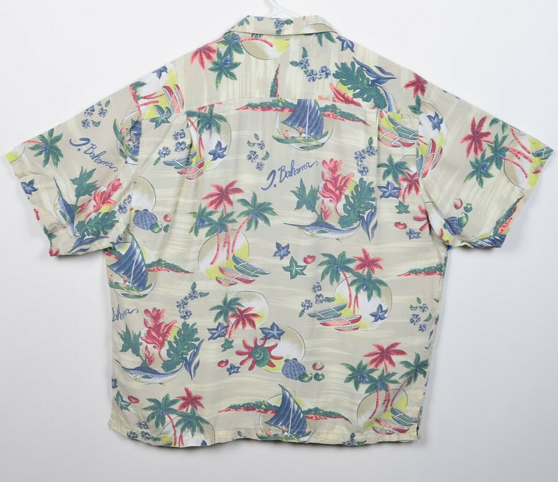 Tommy Bahama Men's Large Floral Boat Island Shells Rayon Hawaiian Aloha Shirt