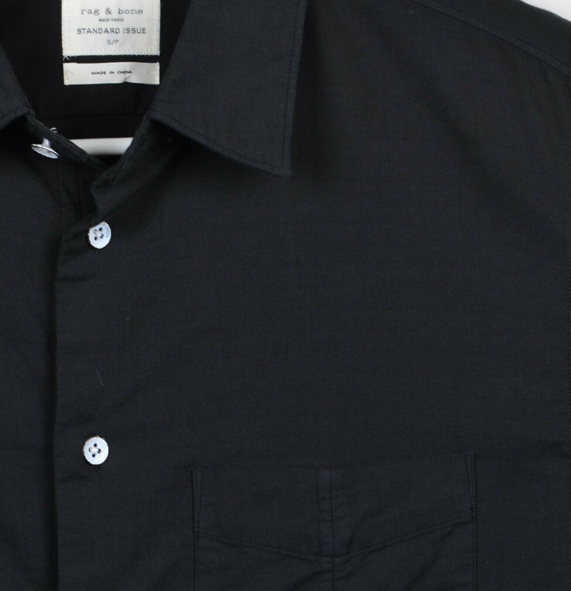 Rag & Bone Men's Small Solid Black Long Sleeve Button-Front Standard Issue Shirt
