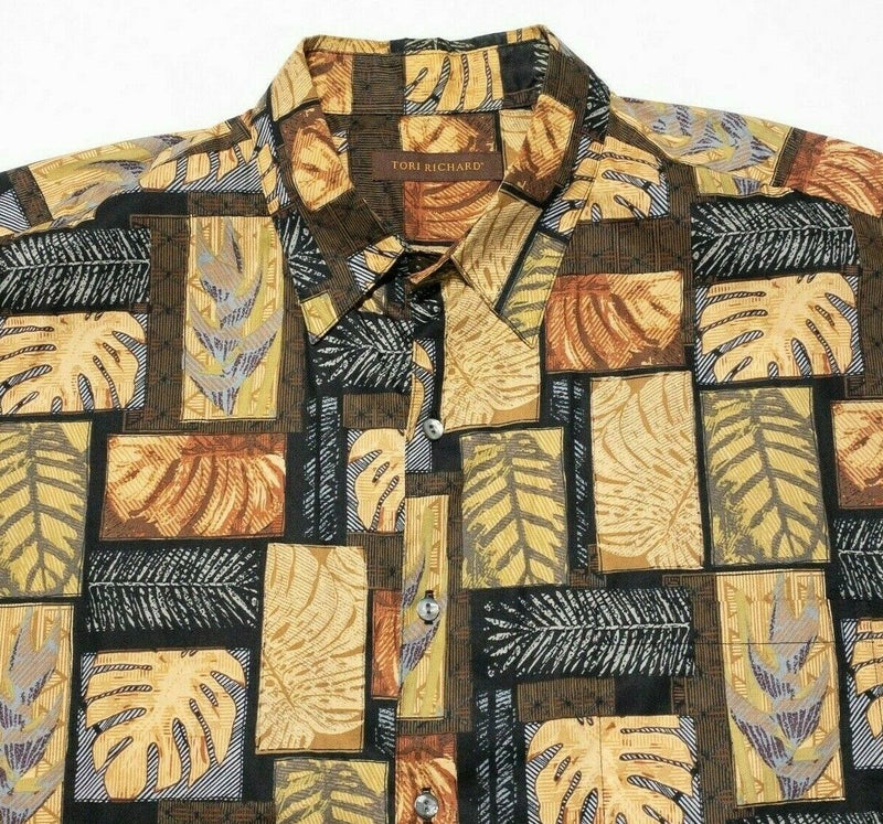 Tori Richard Hawaiian Shirt XL Men's Cotton Lawn Floral Leaf Palm Aloha Vintage