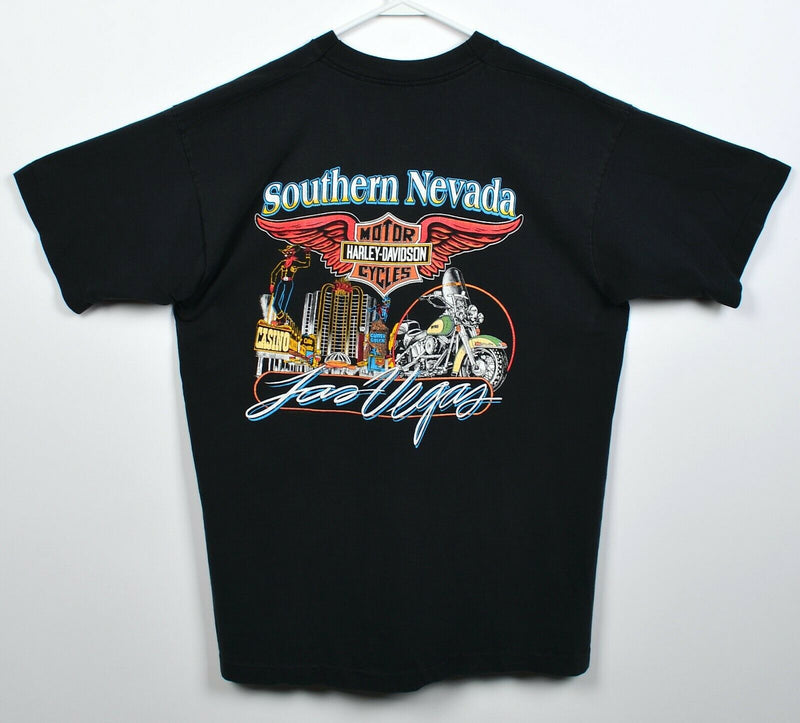 Harley-Davidson Men's XL? Las Vegas Flames Pocket Black Vintage 90s T-Shirt