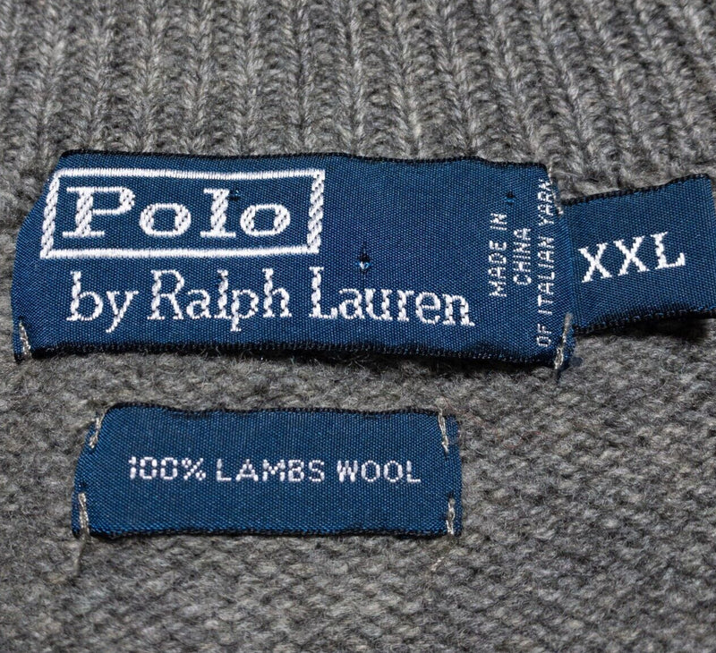 Polo Ralph Lauren Sweater Men's 2XL Lambswool 1/4 Zip Pullover Gray Knit Classic