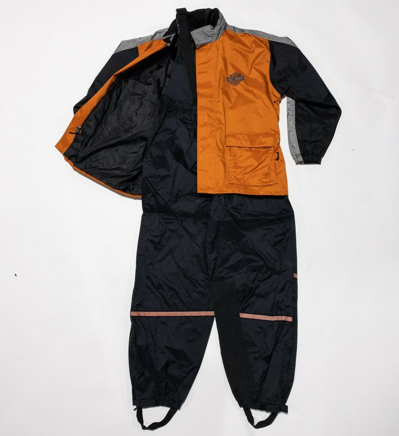 Harley-Davidson Travel Rain Suit Two Piece Jacket Pants PVC Orange Men's Large