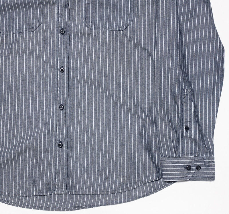 L.L. Bean Shirt XL Regular Men's Blue Striped Workwear Long Sleeve Button