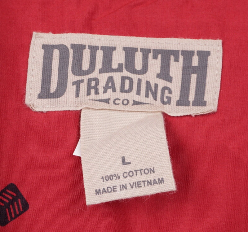 Duluth Trading Co Men's Large BBQ Grill Master Pattern Red Casual Shirt