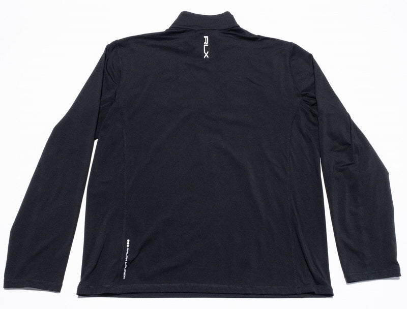 RLX Ralph Lauren 1/4 Zip Men's Large Pullover Golf Solid Black Wicking Stretch