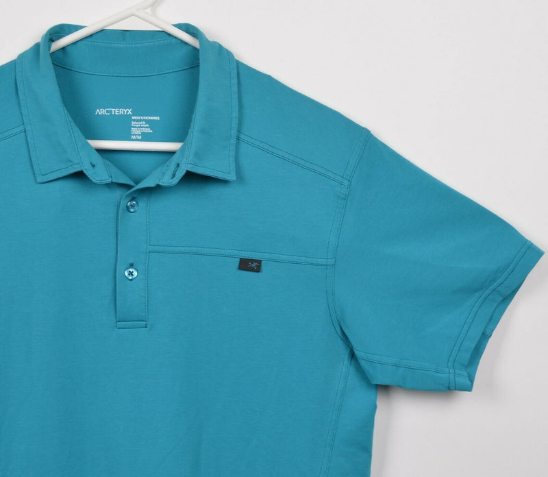 Arc'teryx Men's Medium Relaxed Fit Turquoise Blue Performance Polo Shirt