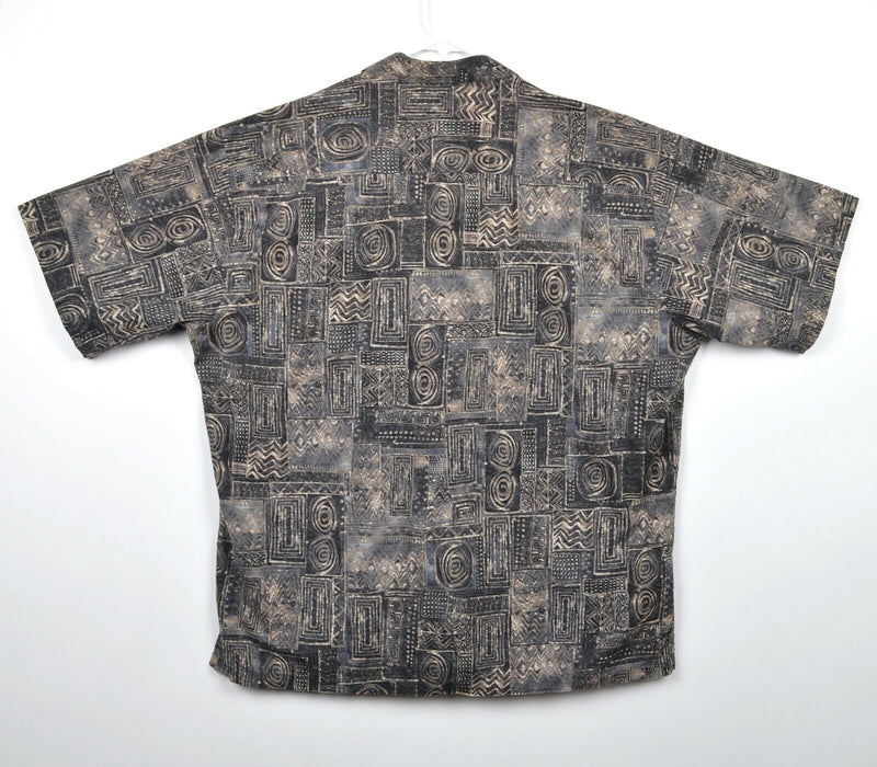 Tori Richard Men's Sz XL Brown Geometric Cotton Lawn USA Hawaiian Shirt