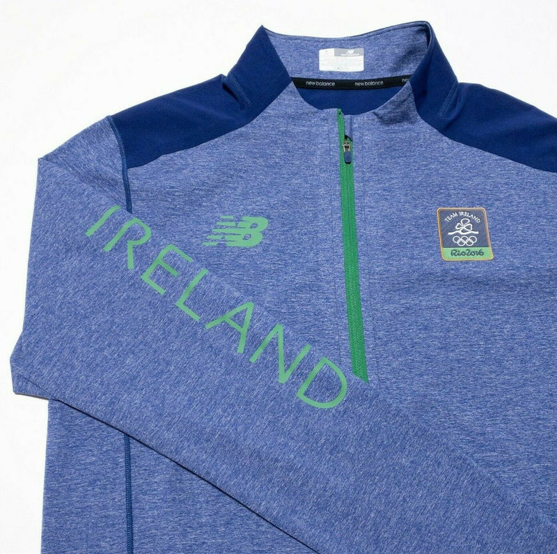Team Ireland Rio 2016 Olympics New Balance 1/4 Zip Top Wicking Blue Men's Medium