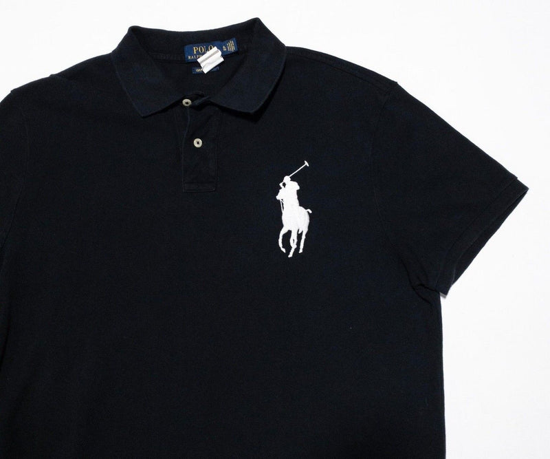 Polo Ralph Lauren Big Pony XL Slim Fit Men's Shirt Solid Black Short Sleeve