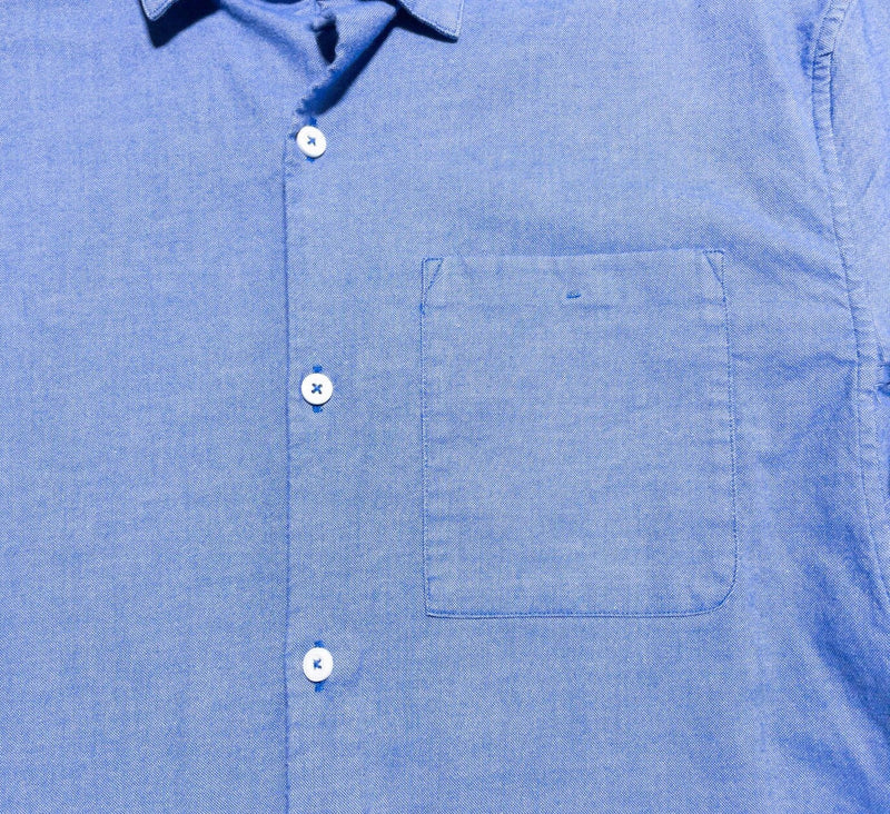 Lululemon Commission Shirt Men's Fits Large Long Sleeve Blue Oxford Button-Up