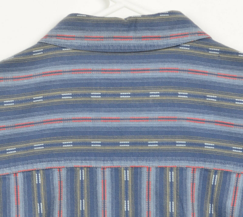 The Territory Ahead Men's Large Blue Red Striped Long Sleeve Button-Front Shirt