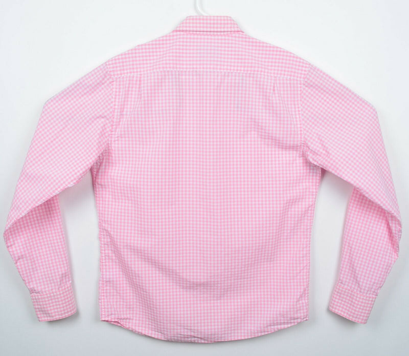 UNTUCKit Men's Sz Medium Slim Fit Pink White Gingham Check Plaid Button Shirt