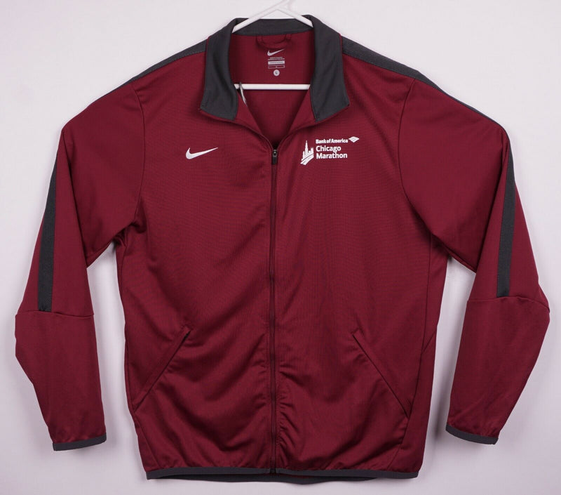 Nike Chicago Marathon Men's Large Burgundy Red Full Zip Lightweight Track Jacket