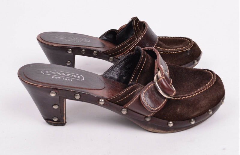 Coach Women's 6 B "Raina" Brown Suede Slide Clogs Mules