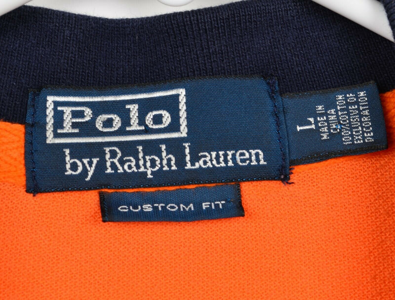 Polo Ralph Lauren Men's Sz Large Emboidered Equestrian Crest Orange Shirt