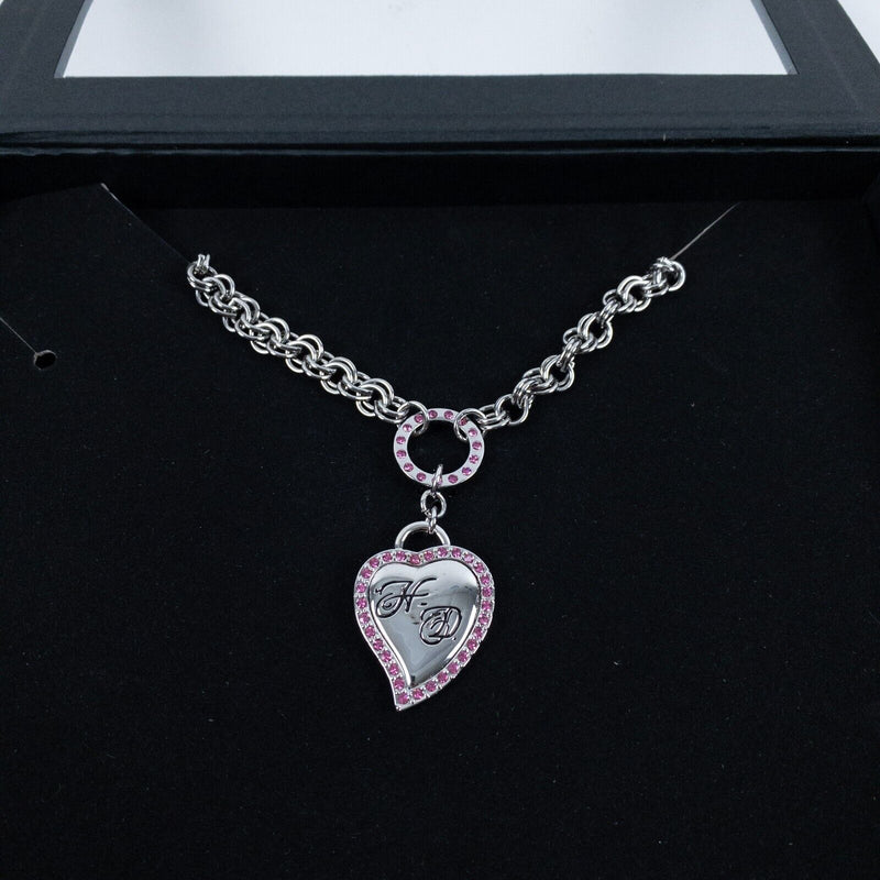 Harley-Davidson Women’s Necklace Heart Shape Pink Silver H-D Biker Bling