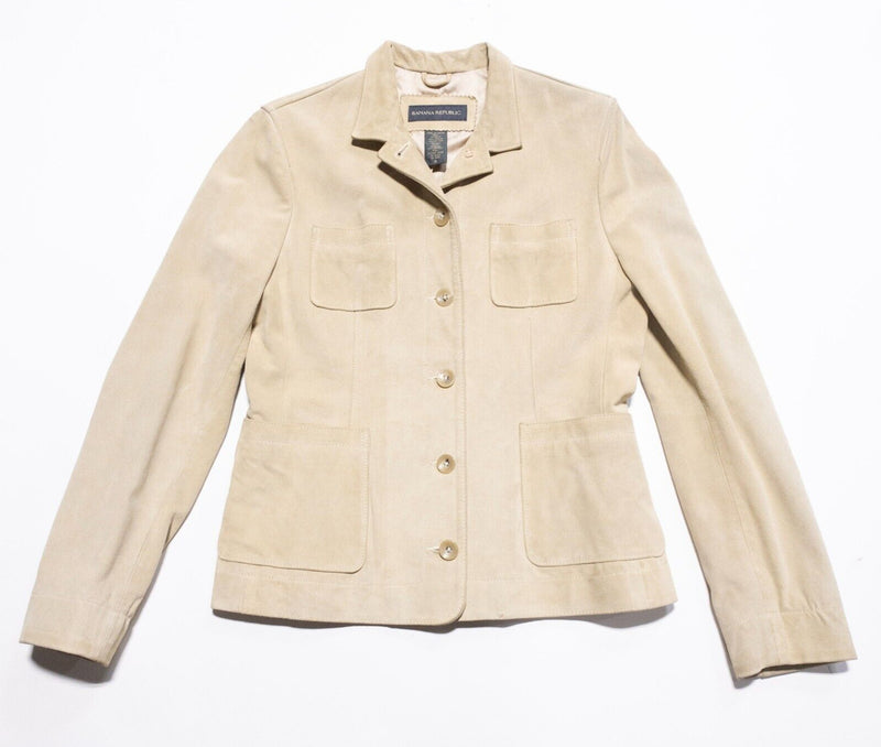 Banana Republic Suede Leather Jacket Women's Medium Beige Tan Button-Up Collared