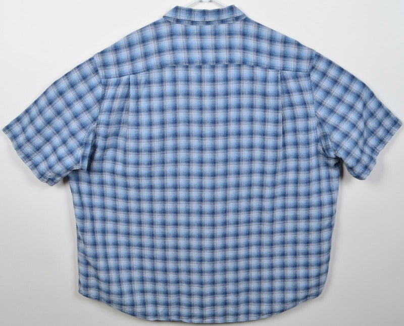 Duluth Trading Co. Men's 3XL Hemp Blend Blue Plaid Button-Down Shirt