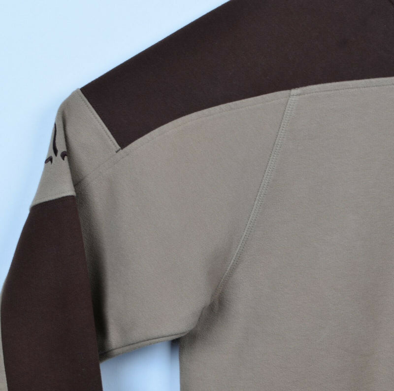 Prana Men's Sz Large Brown 1/4 Zip Pullover Cotton Poly Fleece Sweatshirt
