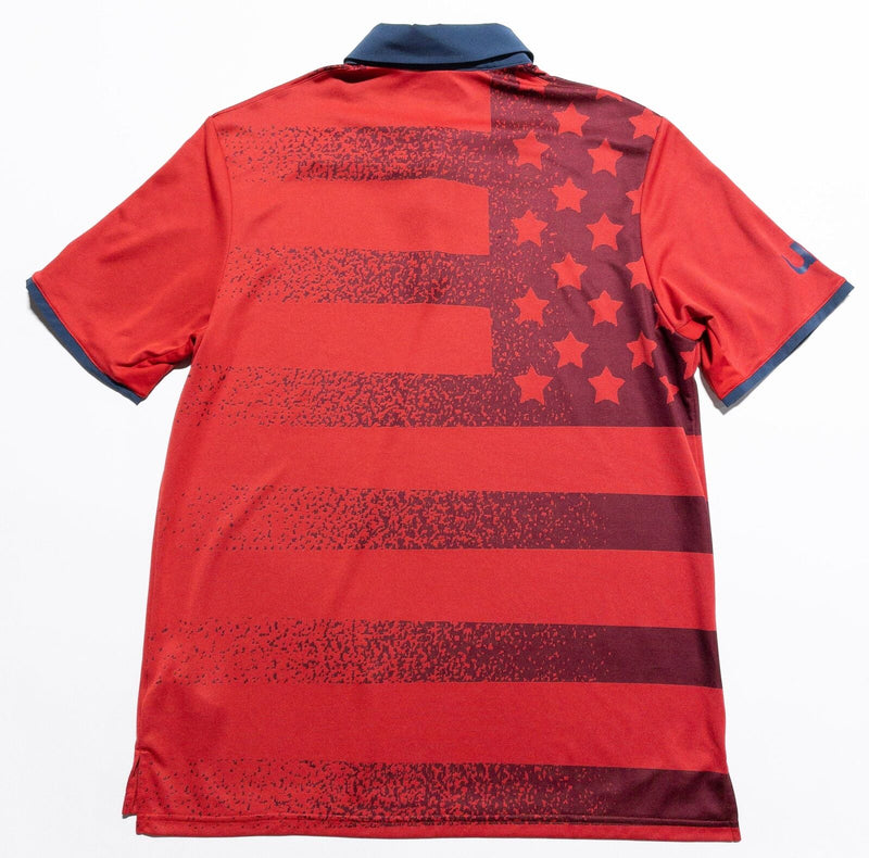 Adidas USA Golf Polo Shirt Men's Large Flag Stars Stripes Red Wicking Stretch