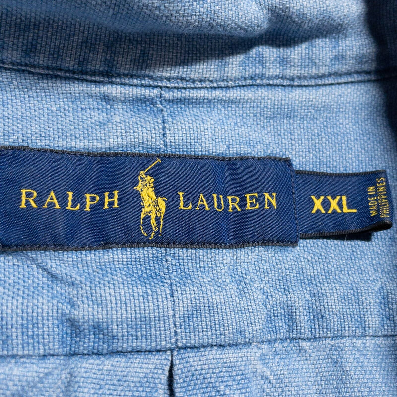 Polo Ralph Lauren Chambray Shirt Men's 2XL Button-Down Indigo Denim Blue Pony