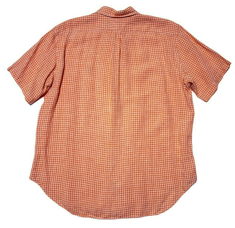 Polo Ralph Lauren Linen Shirt Orange Gingham Check Button-Down Men's XL Classic