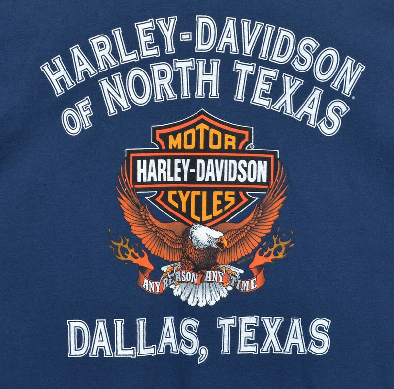 Vintage 90s Harley-Davidson Men's Large USA Gold Bald Eagle Blue Texas T-Shirt